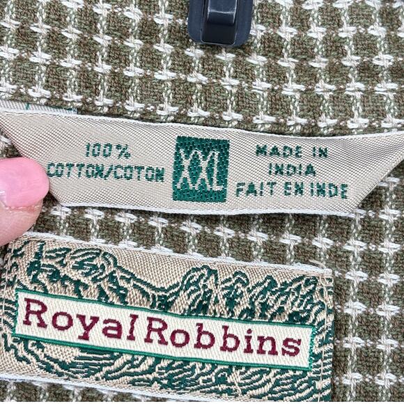 Royal Robbins Shirt Size XXL Olive Green Textured Button Down Cotton Long Sleeve - Picture 4 of 11